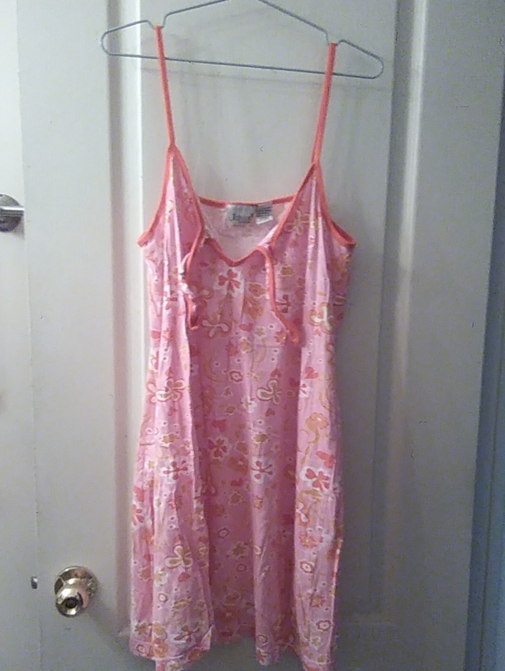 Jessica Pink Floral Slip with Coral Trim